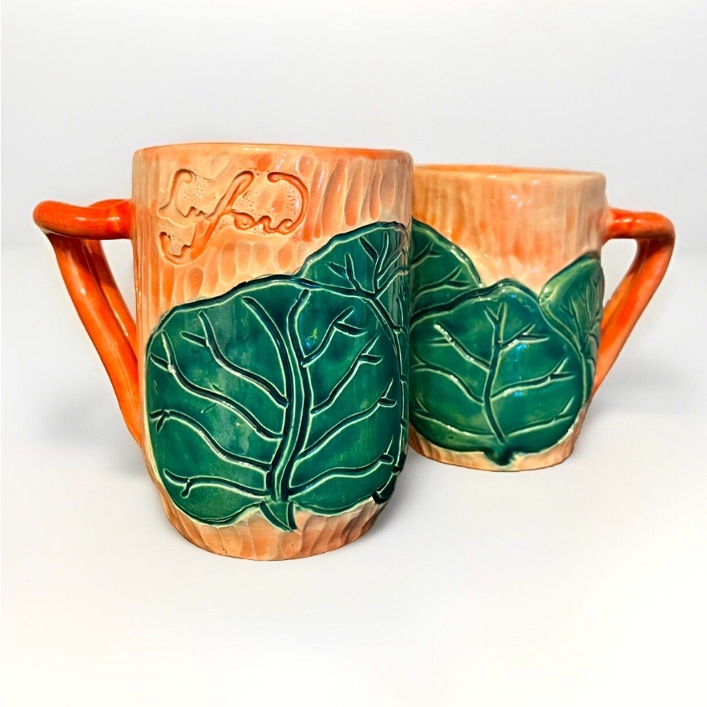 Jessica Colebrooke Lyford Ceramic Mugs With a Lilly Pad Motif- Set of 2​​
